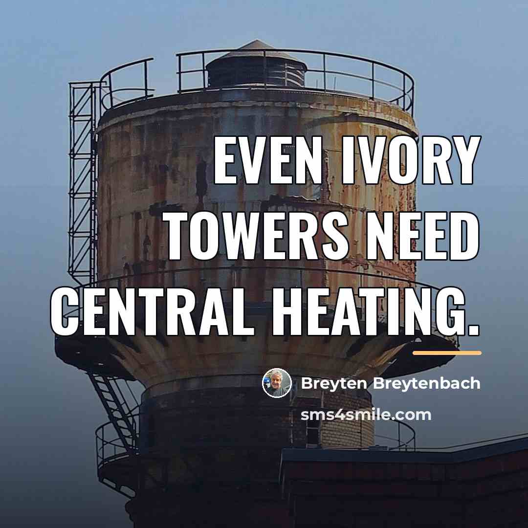 “Even ivory towers need central heating.…” quote by Breyten Breytenbach