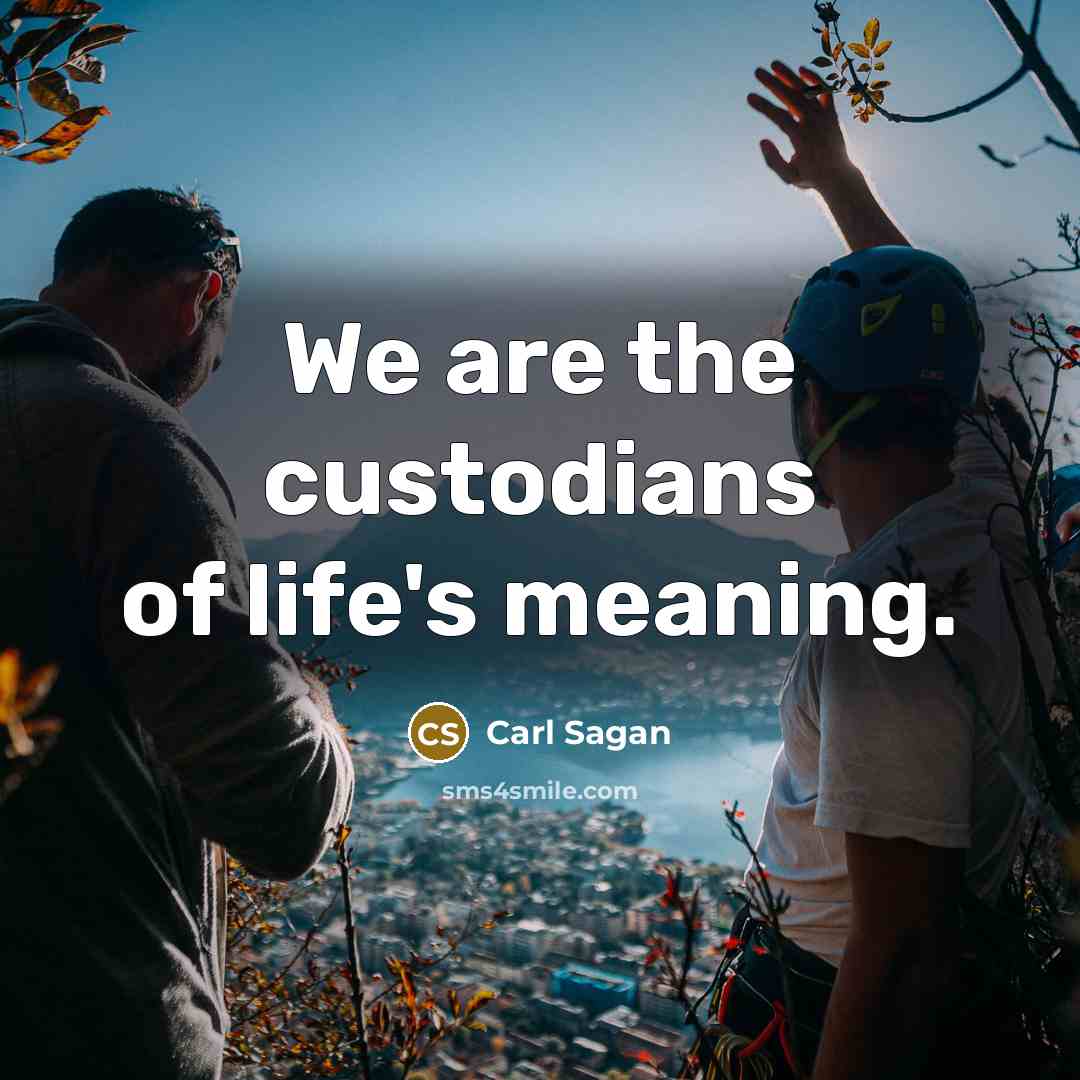 “We are the custodians of life's meaning.…” quote by Carl Sagan