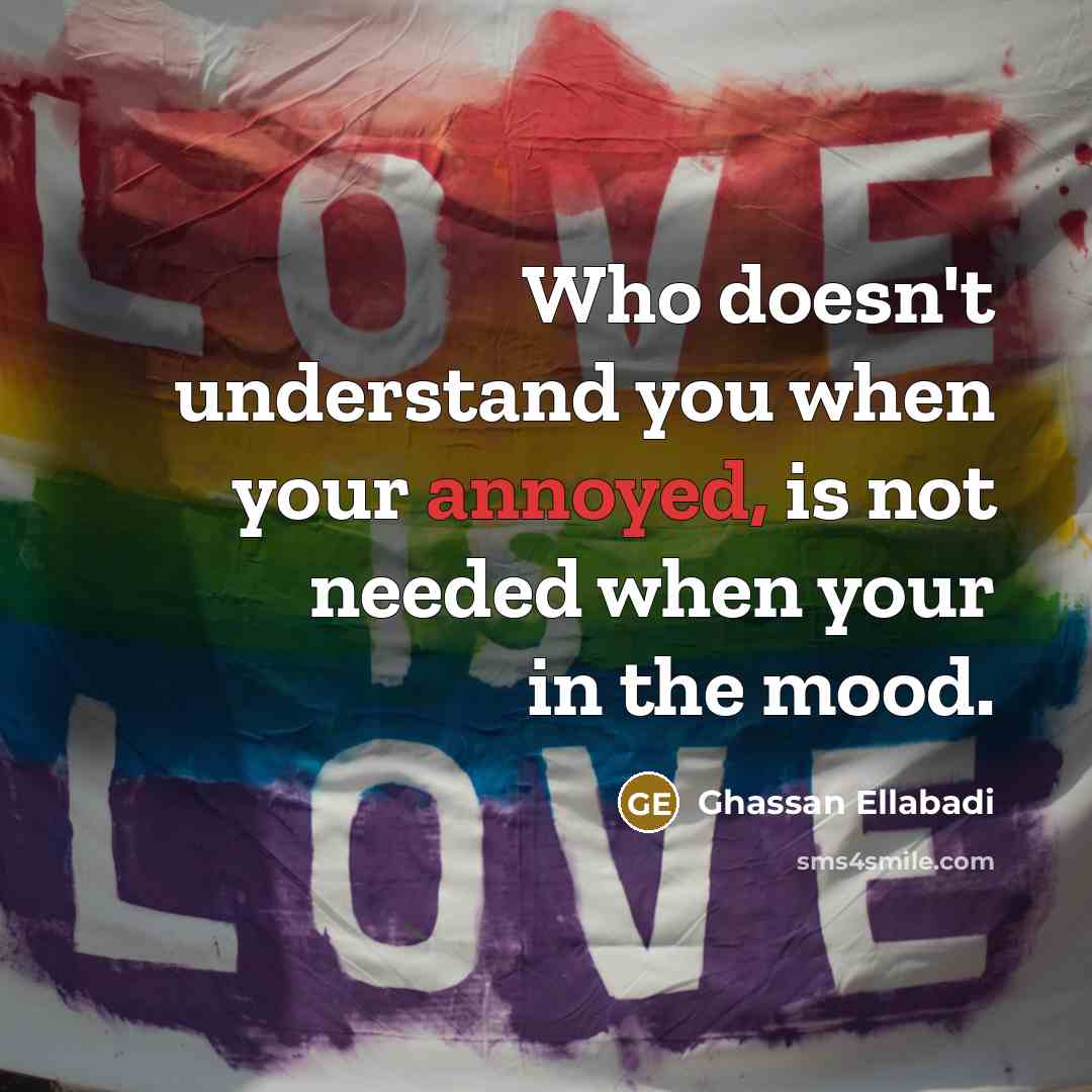 “Who doesn't understand you when your annoyed, is not needed when your in the mood.” quote by Ghassan Ellabadi