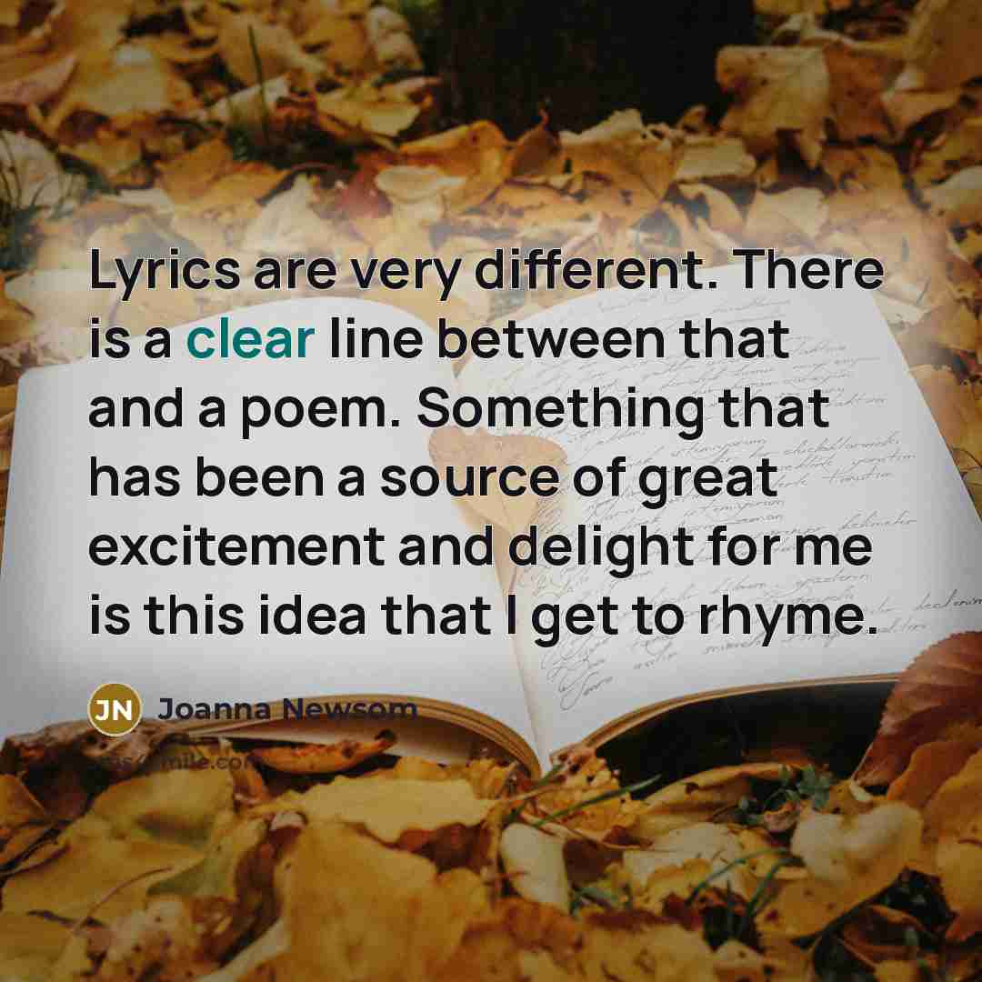 “Lyrics are very different. There is a clear line between…” quote by Joanna Newsom