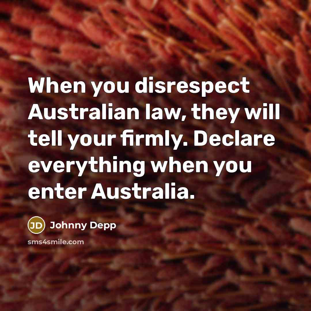 “When you disrespect Australian law, they will tell your firmly.…” quote by Johnny Depp