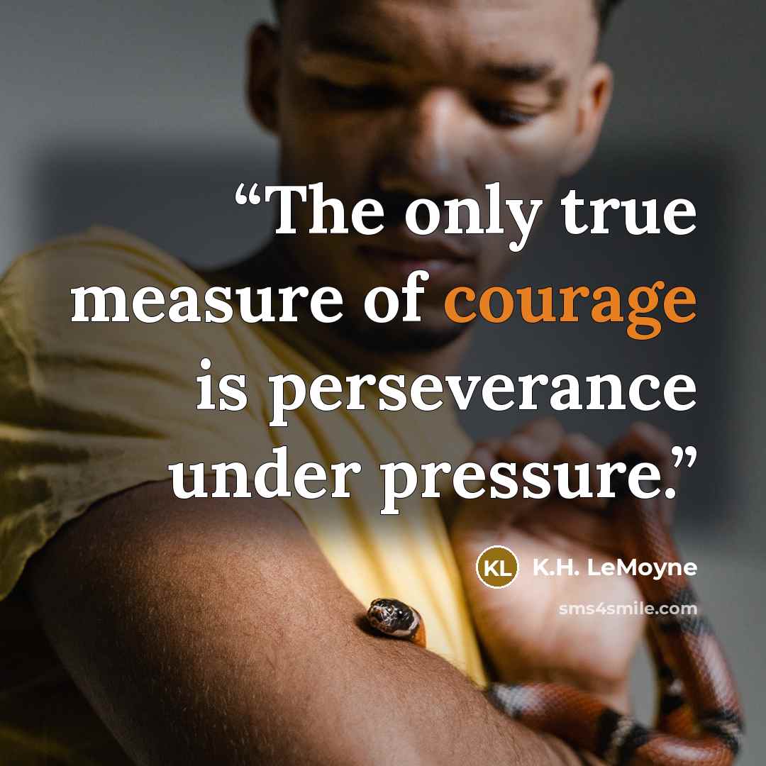 “The only true measure of courage is perseverance under pressure.” quote by K.H. LeMoyne