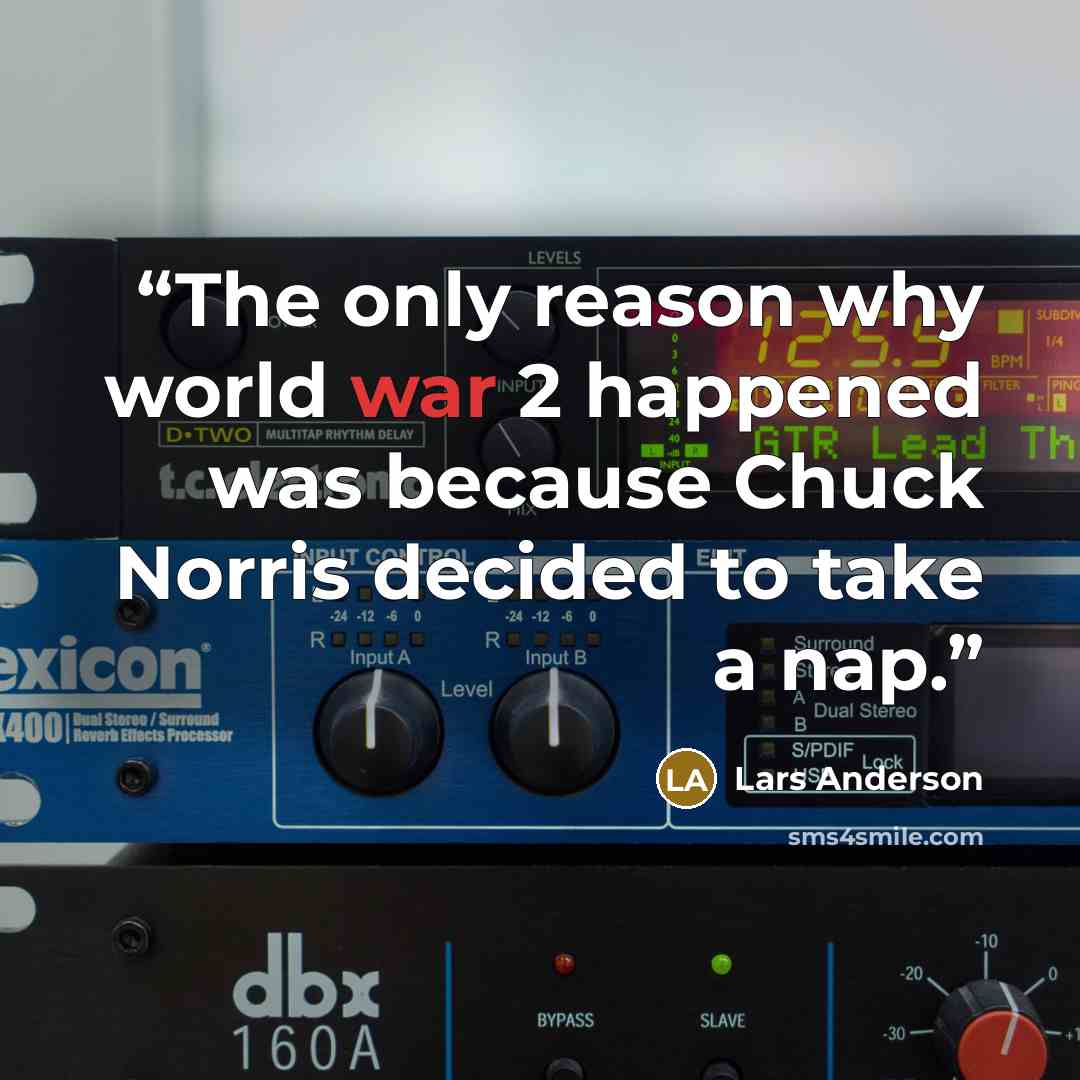 “The only reason why world war 2 happened was because Chuck Norris decided to take a nap.” quote by Lars Anderson
