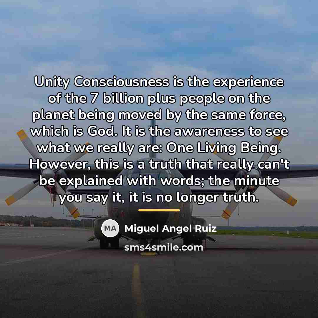 “Unity Consciousness is the experience of the 7 billion plus…” quote by Miguel Angel Ruiz