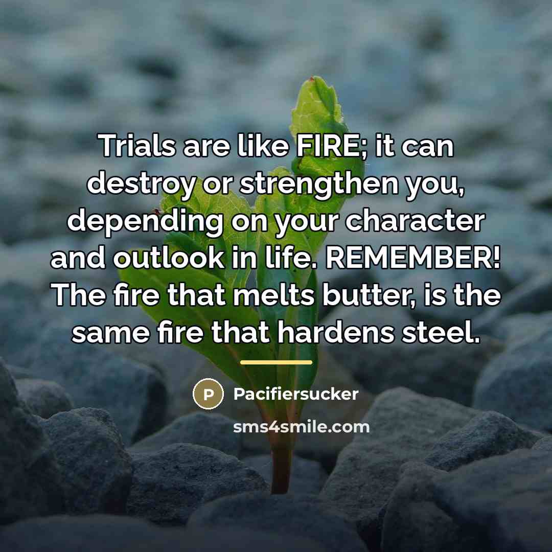 “Trials are like FIRE; it can destroy or strengthen you,…” quote by Pacifiersucker