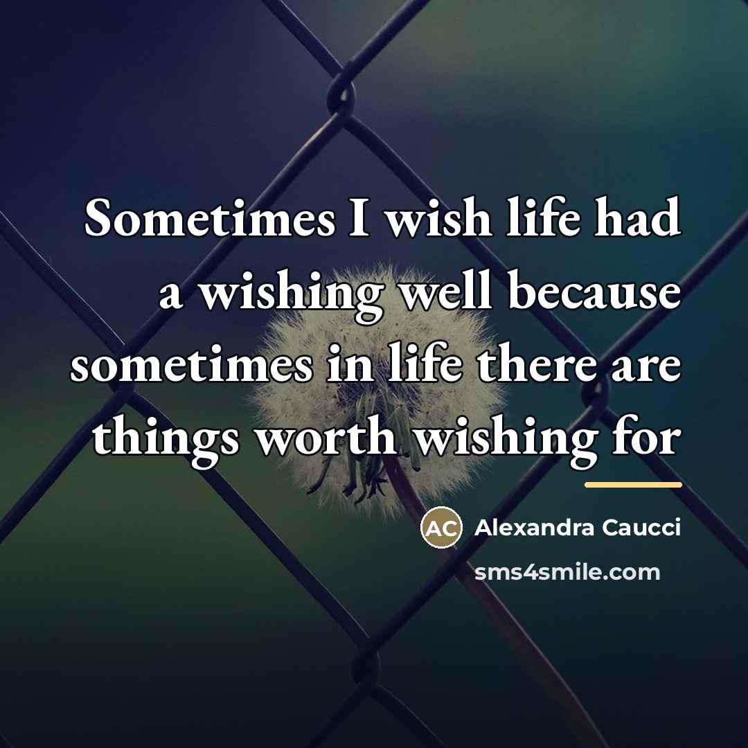 “Sometimes I wish life had a wishing well because sometimes…” quote by Alexandra Caucci