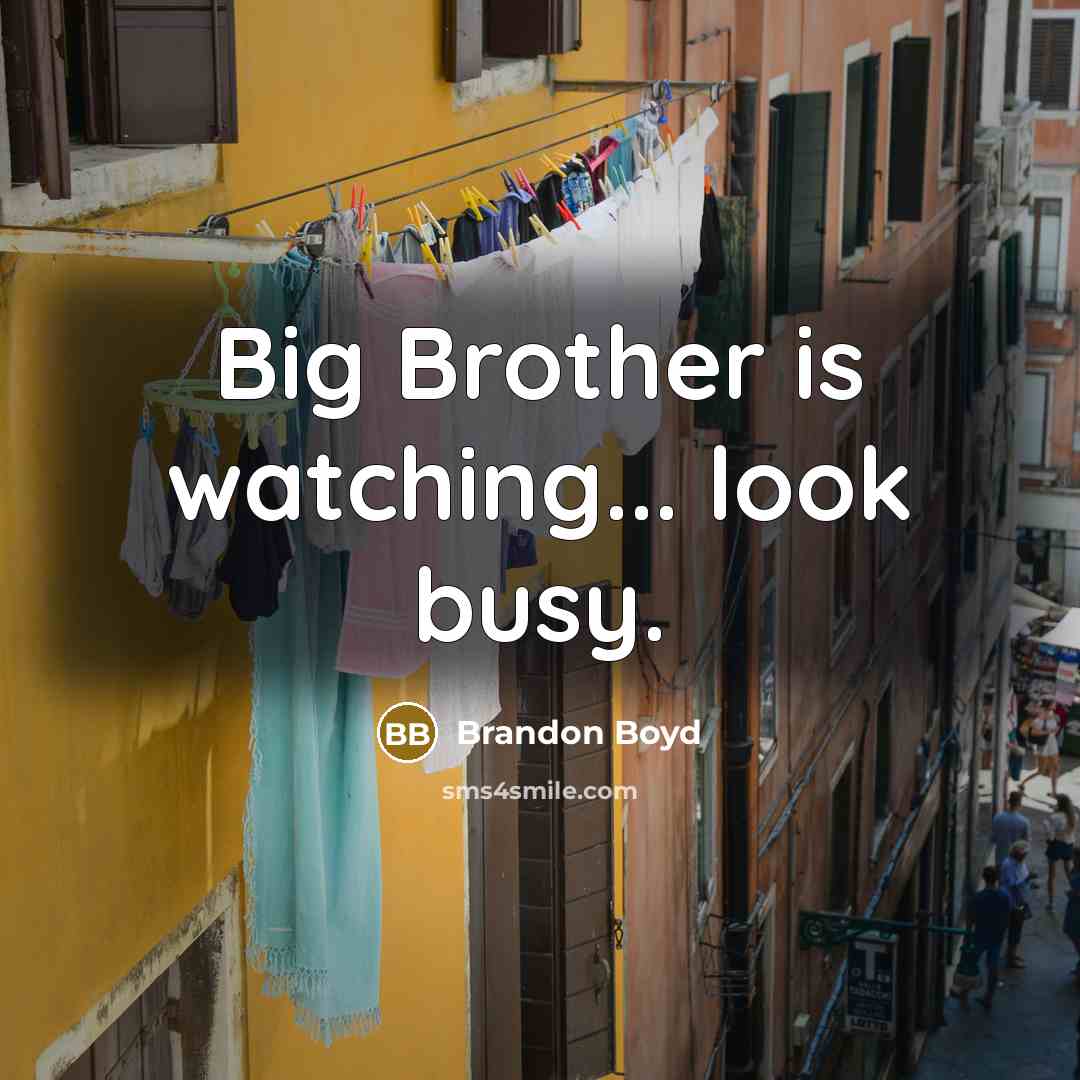 “Big Brother is watching... look busy.…” quote by Brandon Boyd