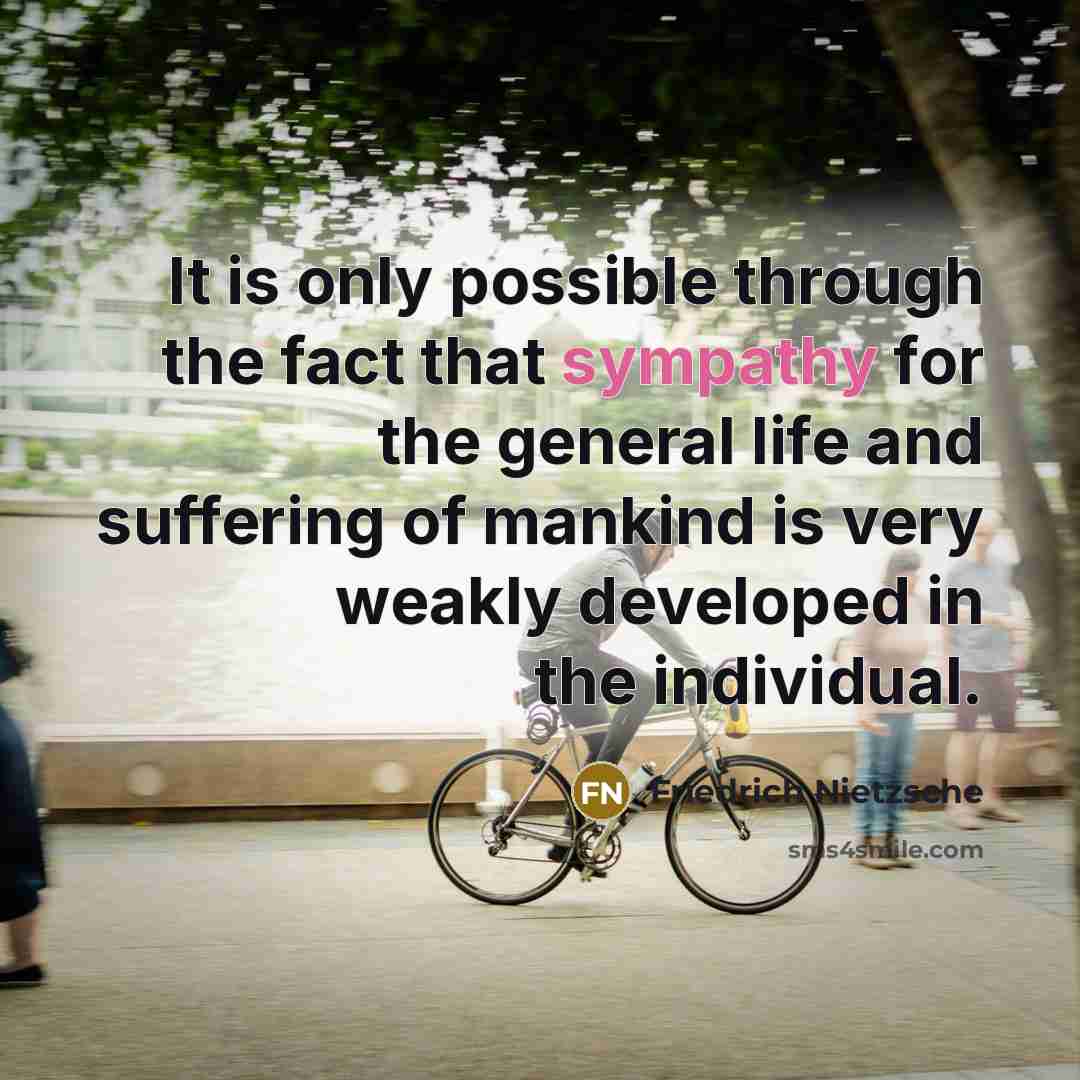 “It is only possible through the fact that sympathy for…” quote by Friedrich Nietzsche