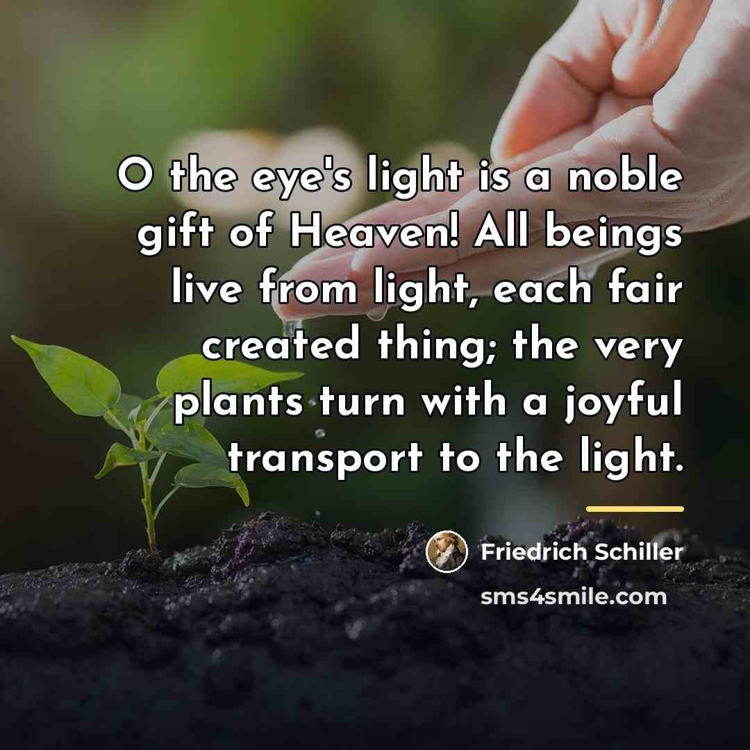 “O the eye's light is a noble gift of Heaven!…” quote by Friedrich Schiller