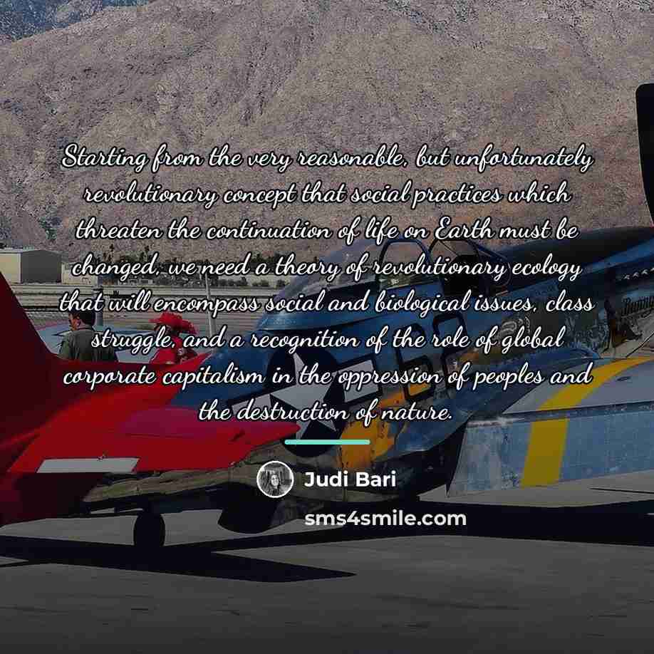 “Starting from the very reasonable, but unfortunately revolutionary concept that…” quote by Judi Bari