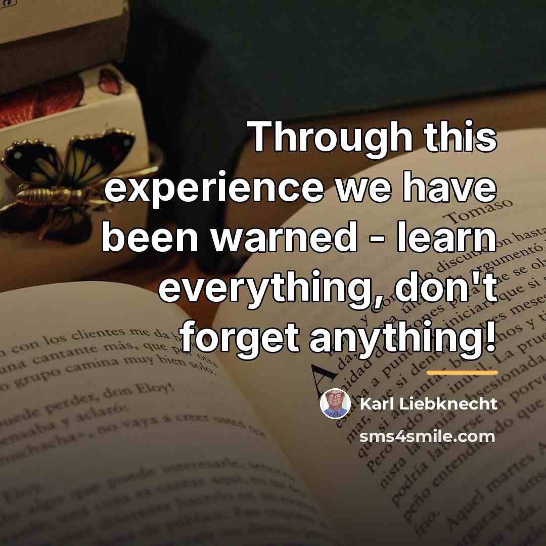 “Through this experience we have been warned - learn everything,…” quote by Karl Liebknecht
