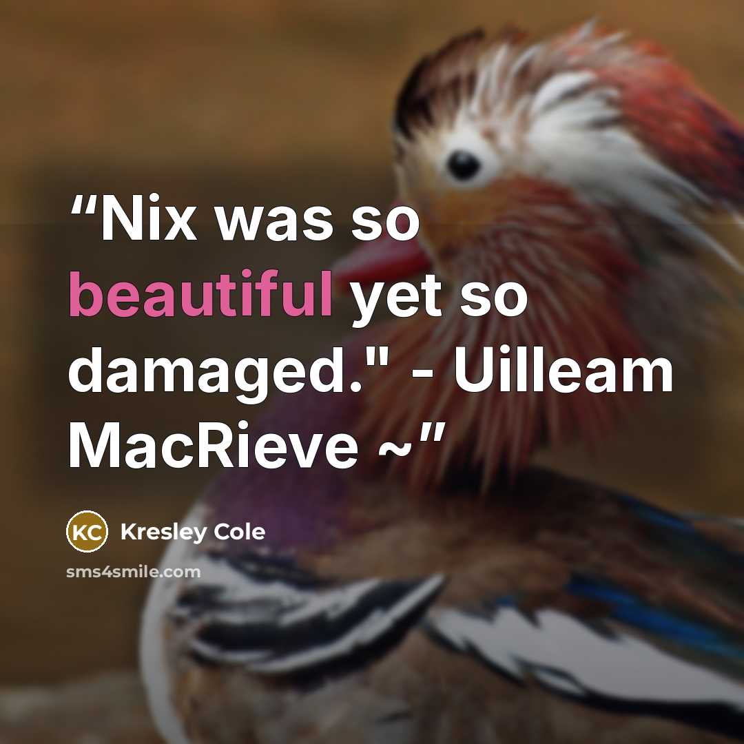 “Nix was so beautiful yet so damaged." - Uilleam MacRieve ~” quote by Kresley Cole
