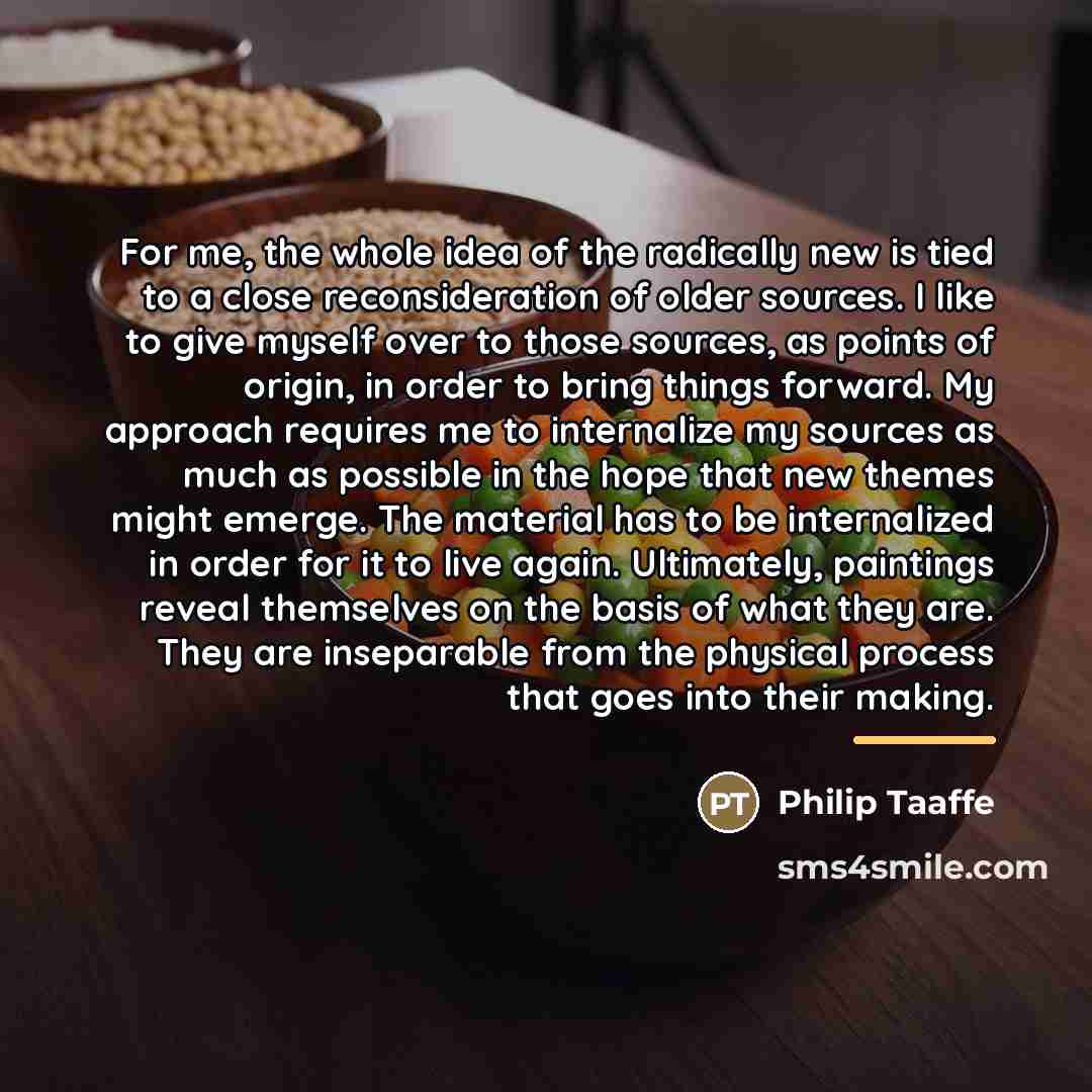 “For me, the whole idea of the radically new is…” quote by Philip Taaffe
