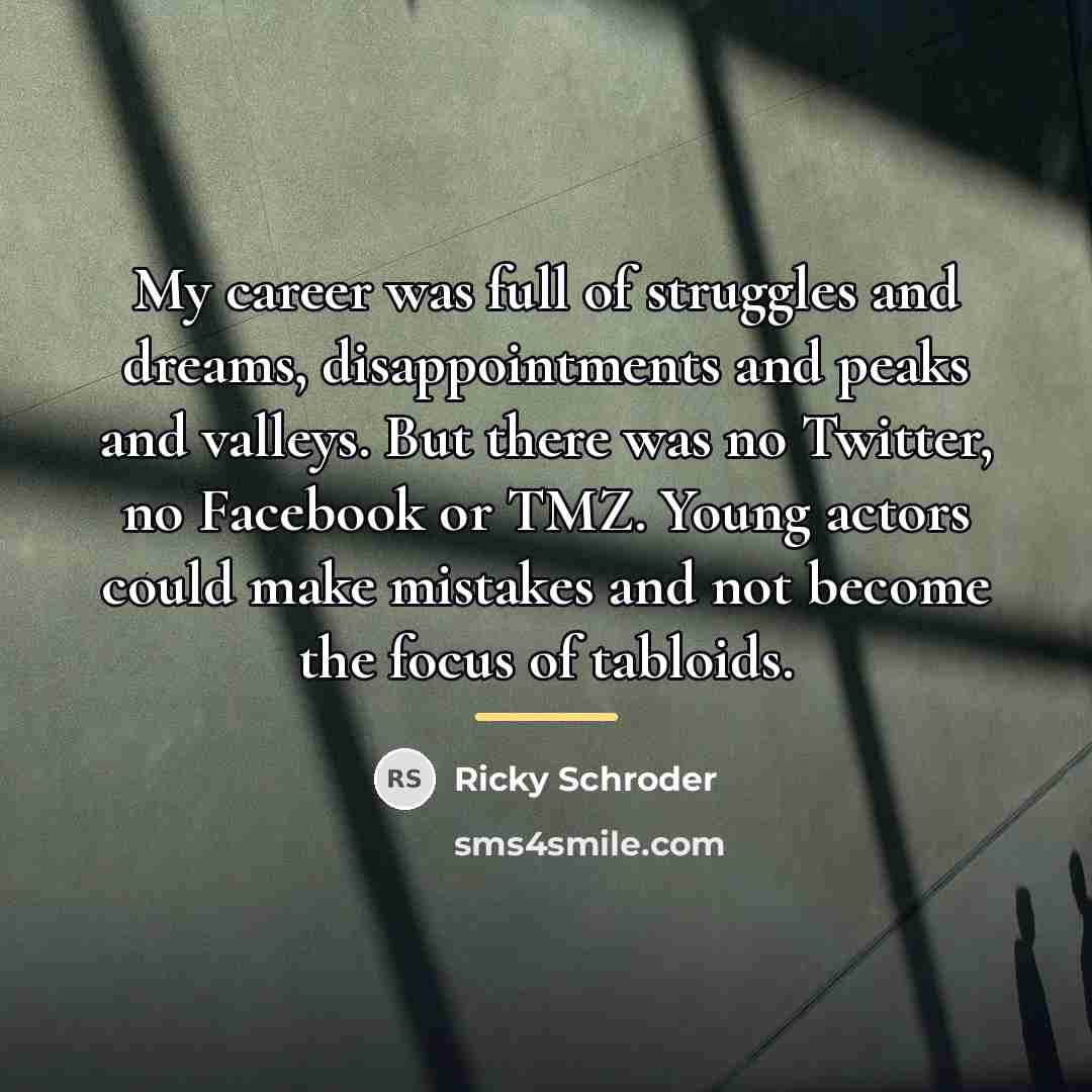 “My career was full of struggles and dreams, disappointments and…” quote by Ricky Schroder