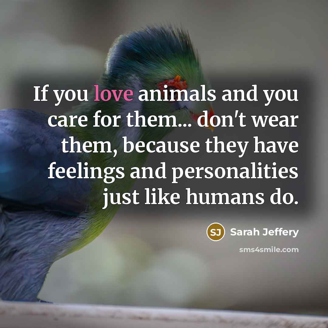 “If you love animals and you care for them... don't…” quote by Sarah Jeffery