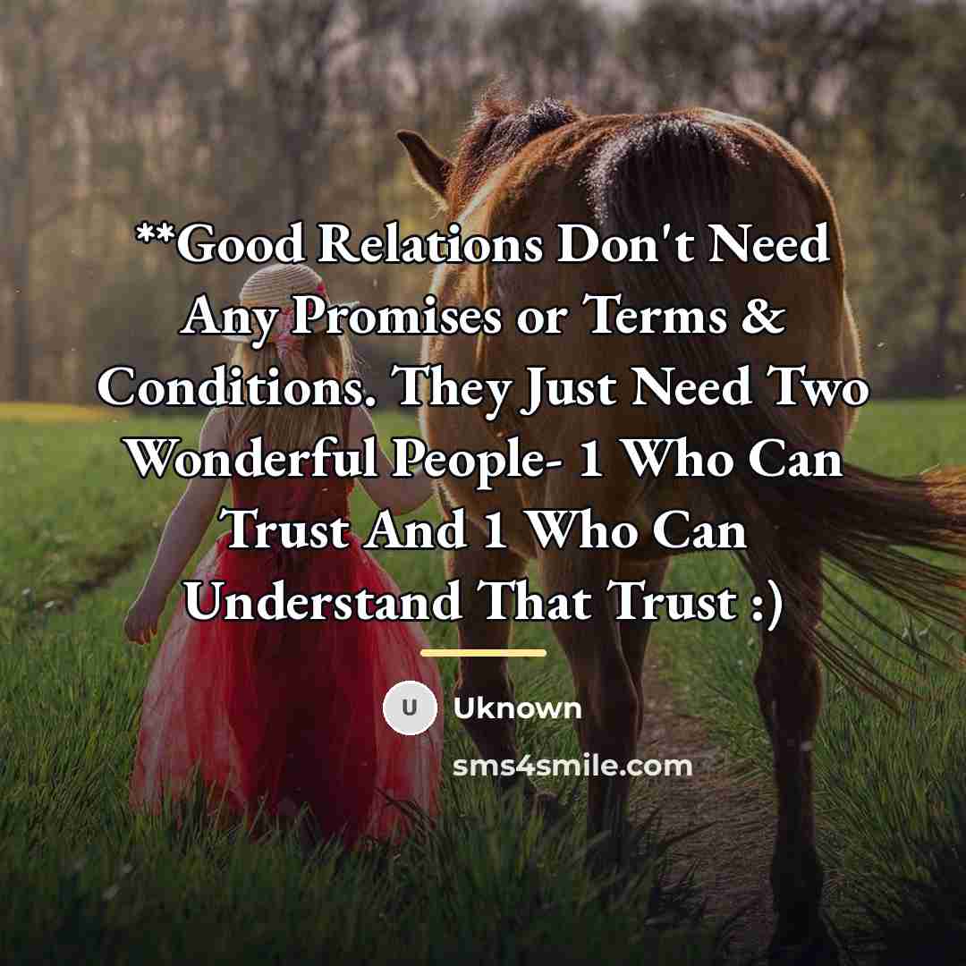 “**Good Relations Don't Need Any Promises or Terms & Conditions.…” quote by UKNOWN