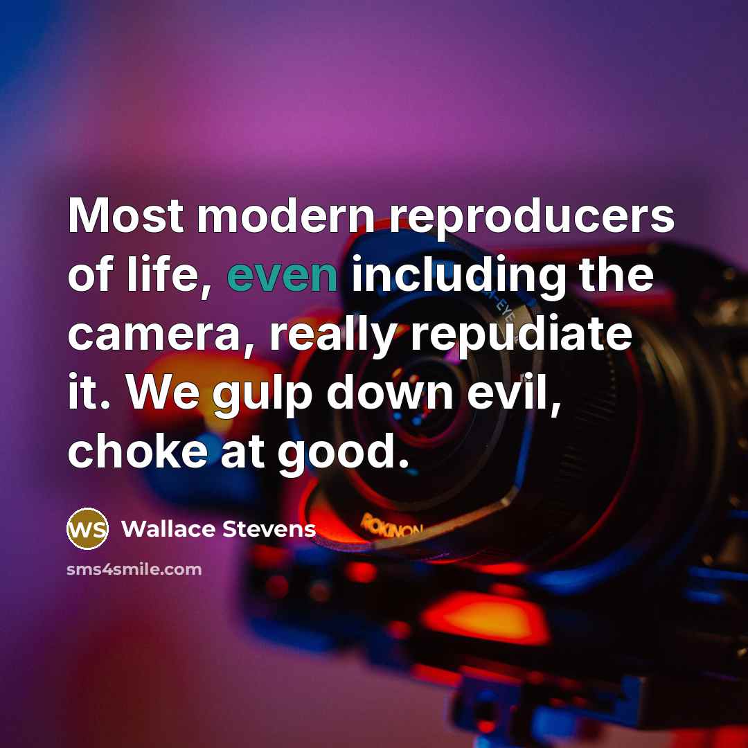 “Most modern reproducers of life, even including the camera, really…” quote by Wallace Stevens