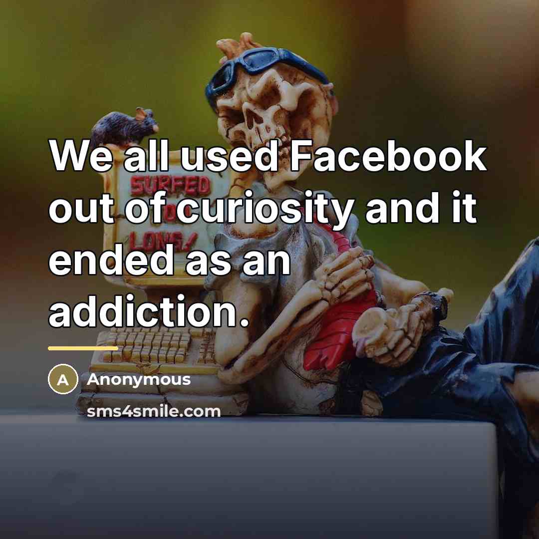 “We all used Facebook out of curiosity and it ended…” quote by Anonymous