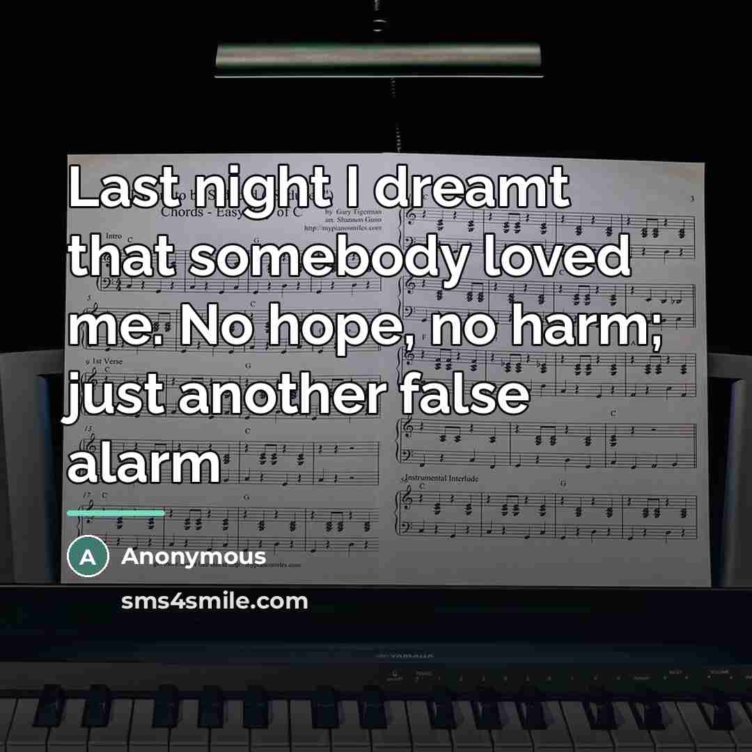 “Last night I dreamt that somebody loved me. No hope,…” quote by Anonymous