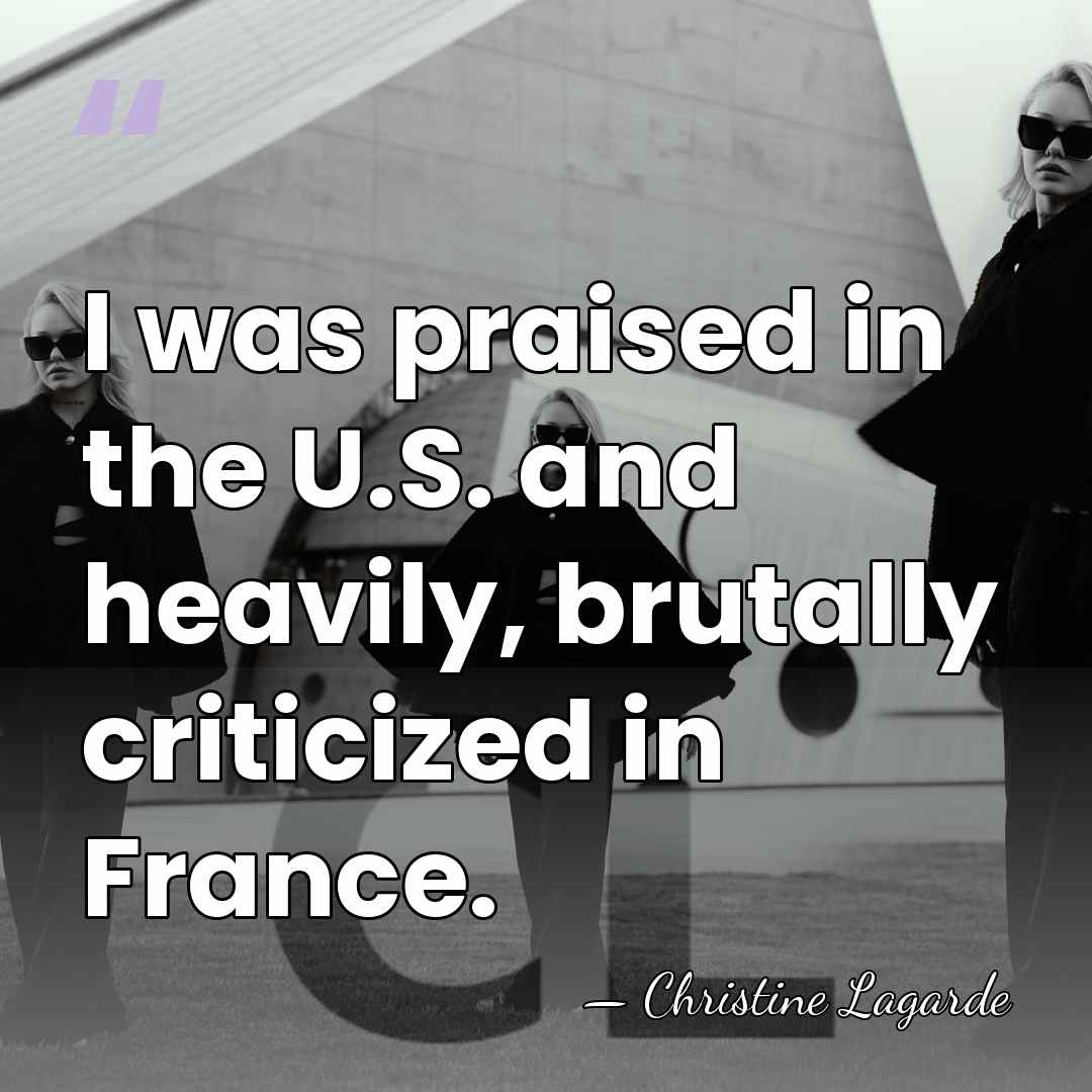 I was praised in the U.S. and heavily, brutally criticized in France. - Christine Lagarde