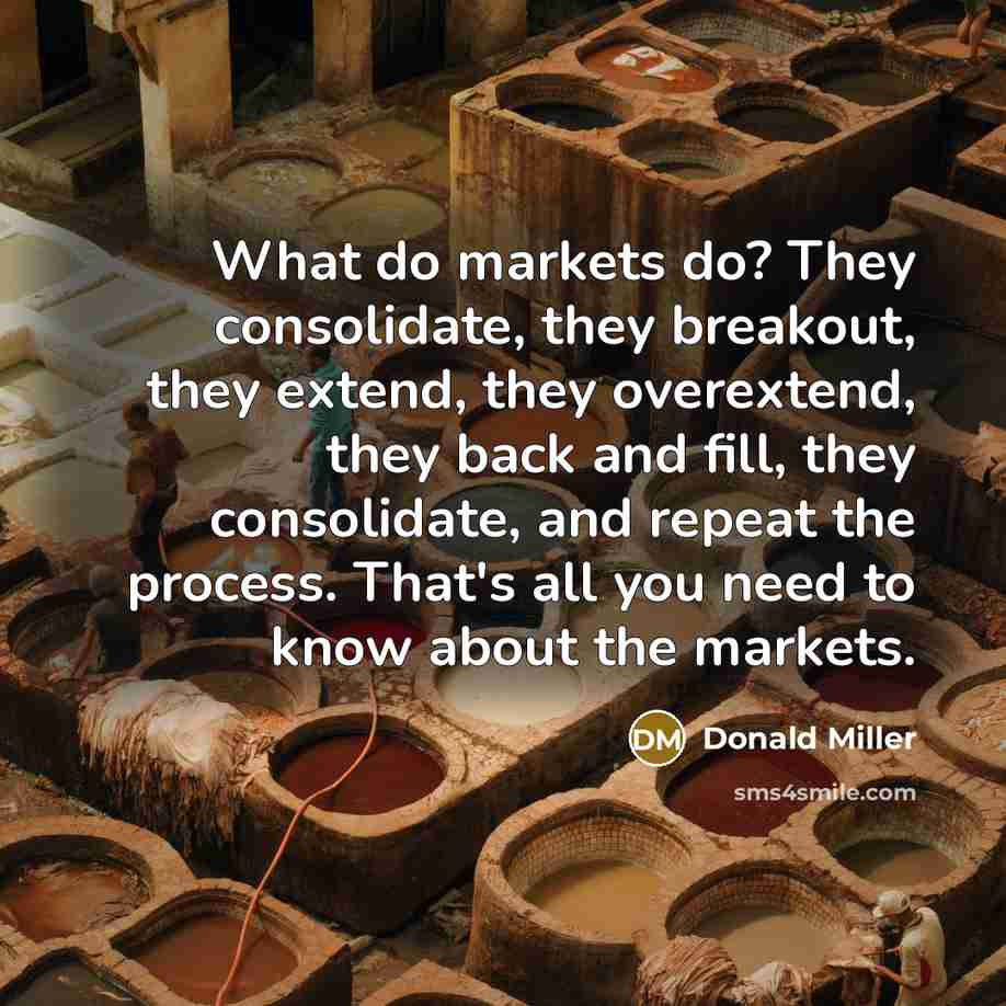 “What do markets do? They consolidate, they breakout, they extend,…” quote by Donald Miller