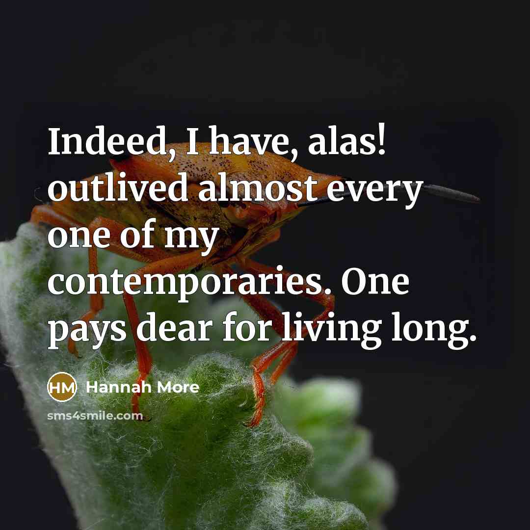 “Indeed, I have, alas! outlived almost every one of my…” quote by Hannah More