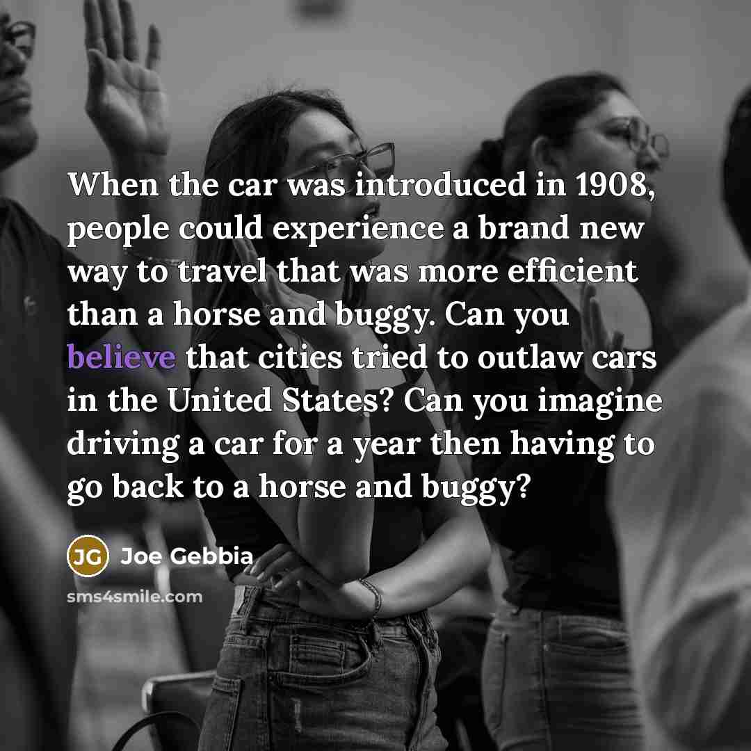 “When the car was introduced in 1908, people could experience…” quote by Joe Gebbia