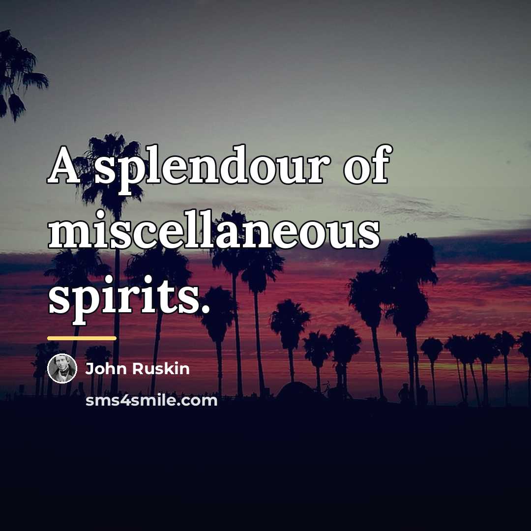 “A splendour of miscellaneous spirits.…” quote by John Ruskin