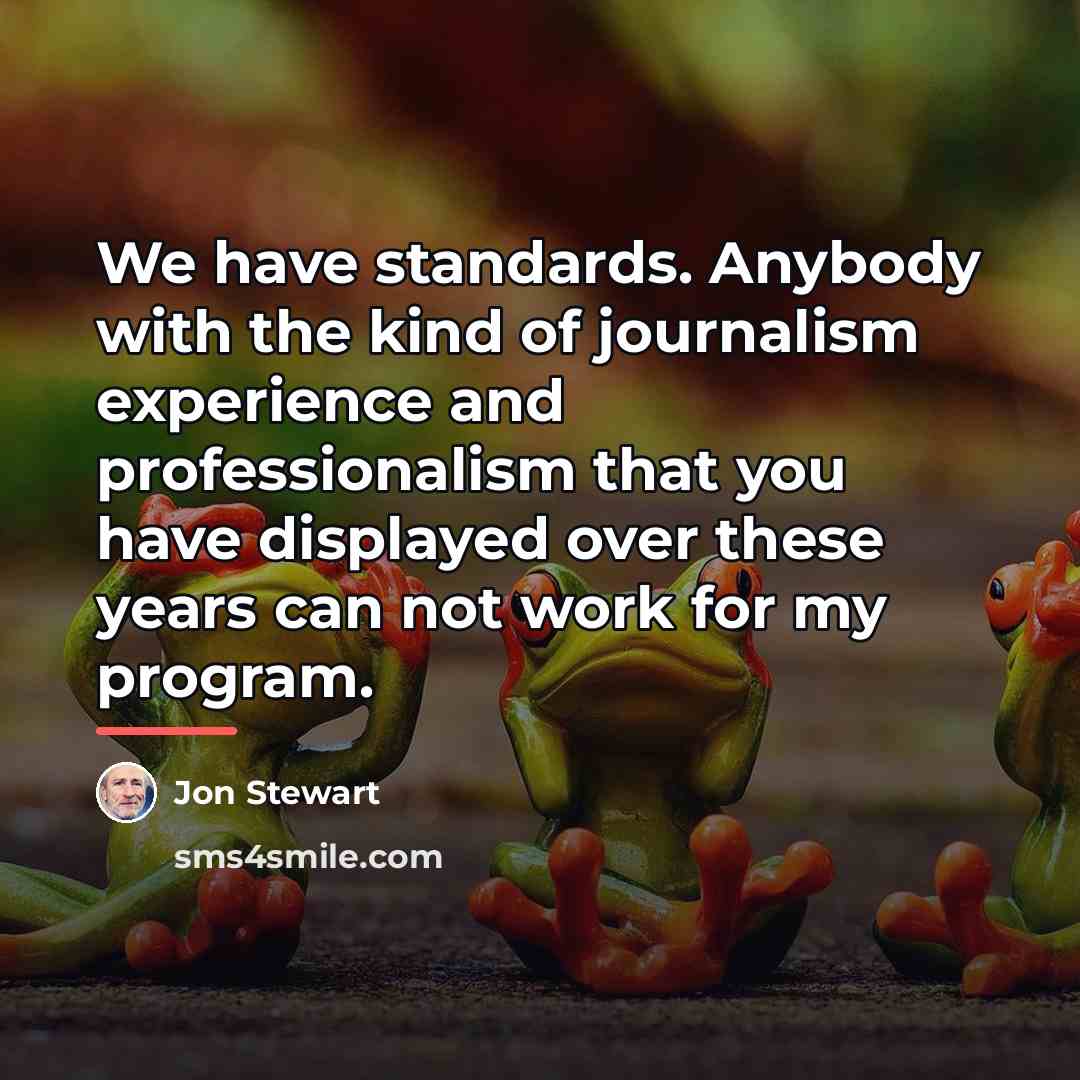 “We have standards. Anybody with the kind of journalism experience…” quote by Jon Stewart