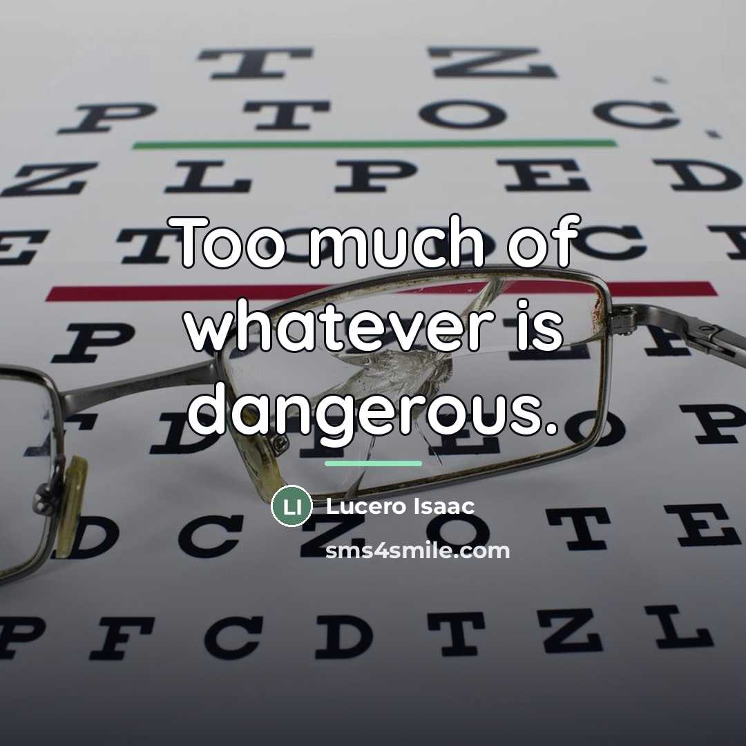 “Too much of whatever is dangerous.…” quote by Lucero Isaac