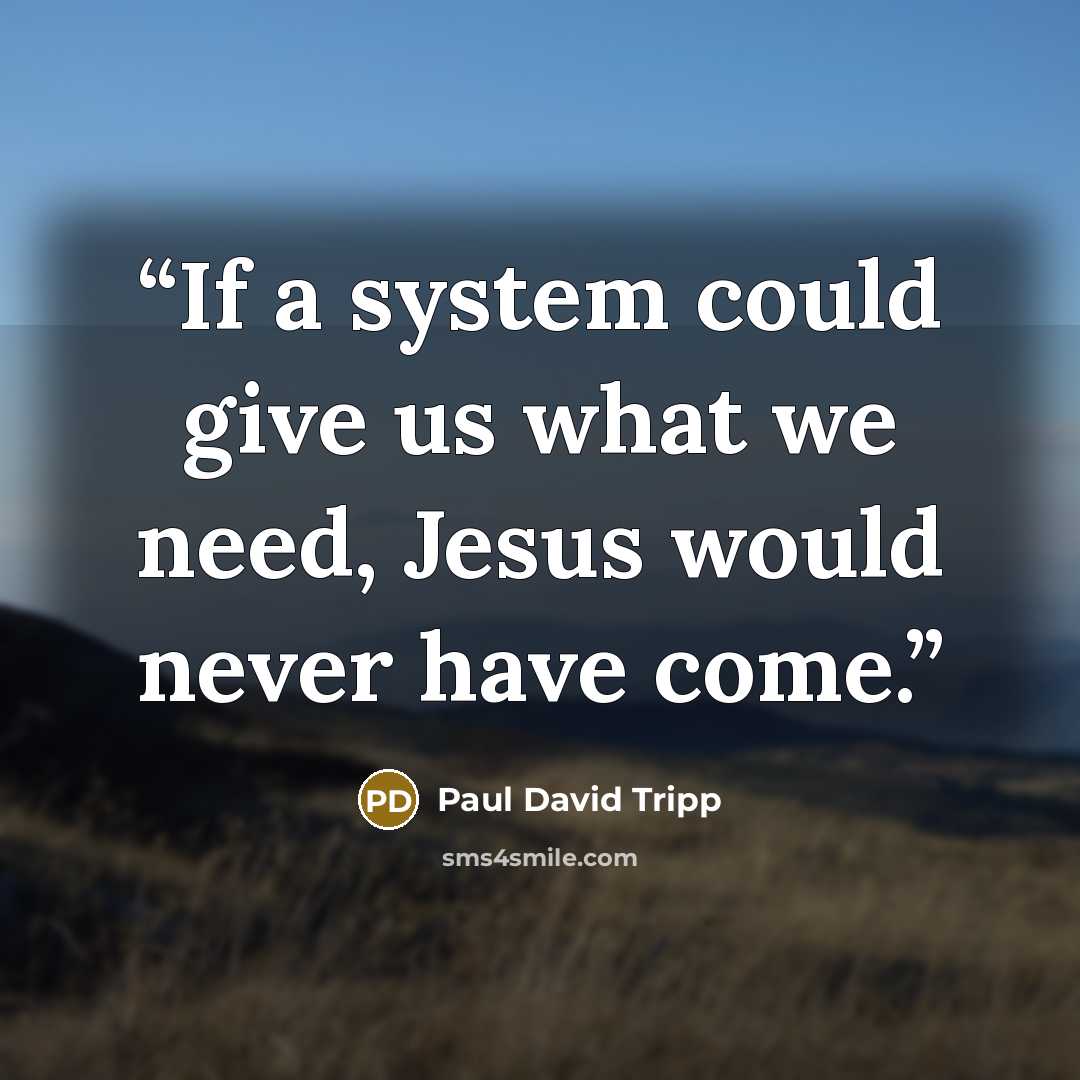 “If a system could give us what we need, Jesus would never have come.” quote by Paul David Tripp