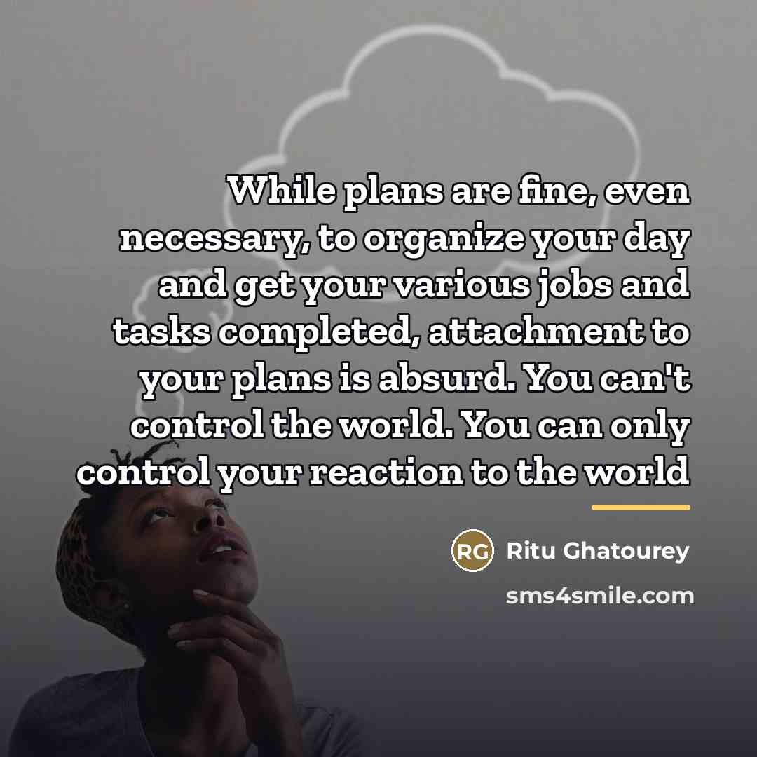 “While plans are fine, even necessary, to organize your day…” quote by Ritu Ghatourey