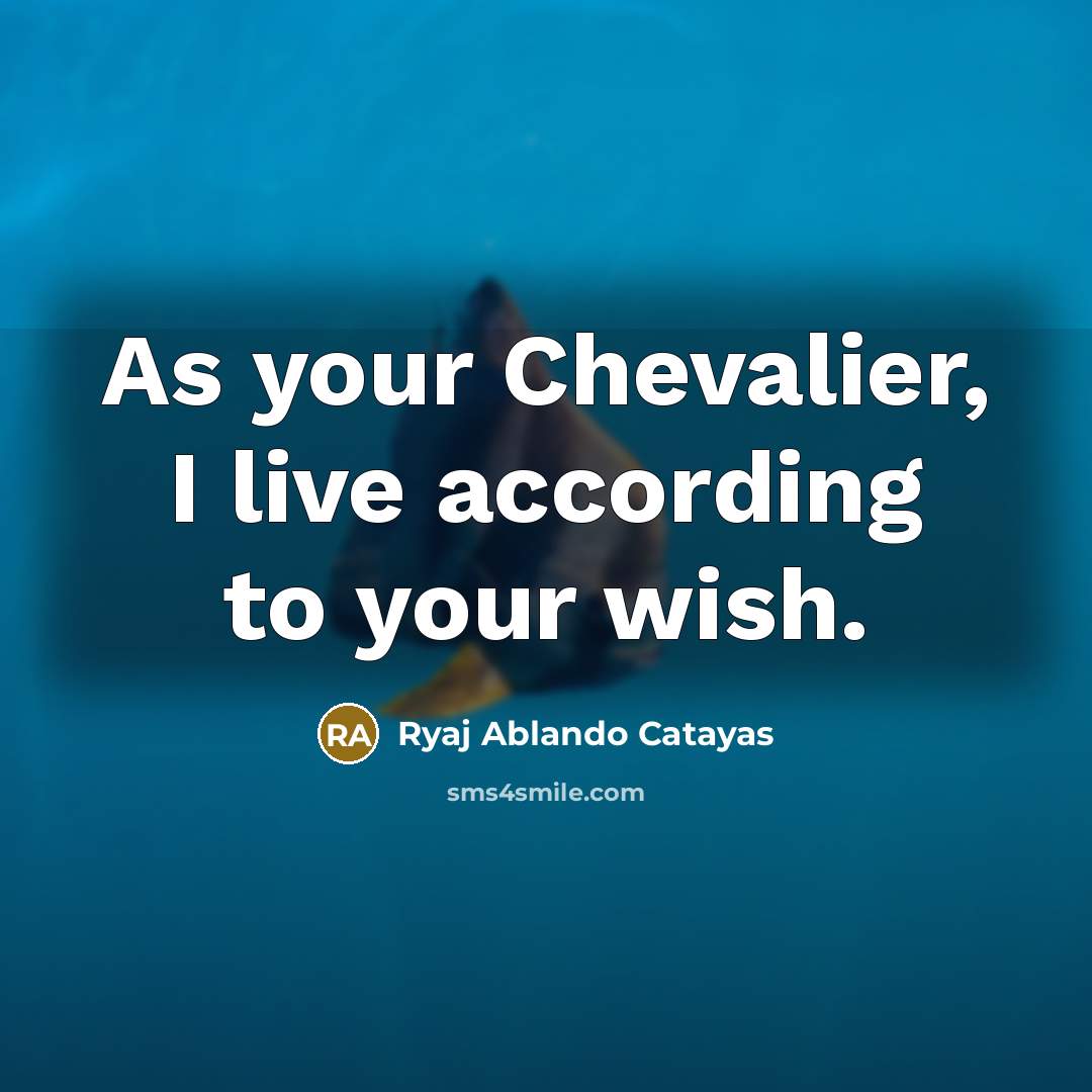 “As your Chevalier, I live according to your wish.…” quote by Ryaj Ablando Catayas