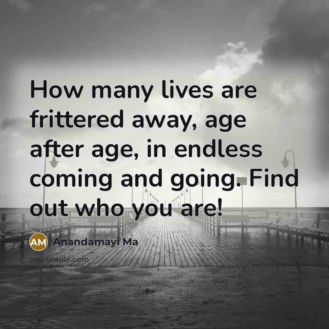 “How many lives are frittered away, age after age, in…” quote by Anandamayi Ma