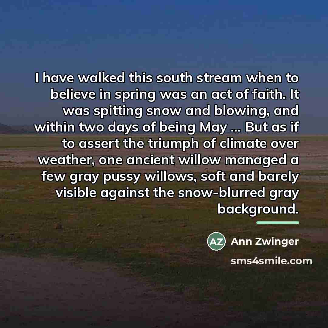 “I have walked this south stream when to believe in…” quote by Ann Zwinger