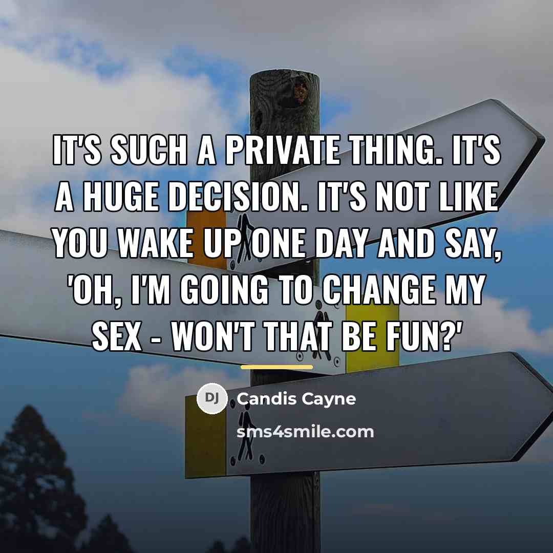 “It's such a private thing. It's a huge decision. It's…” quote by Candis Cayne
