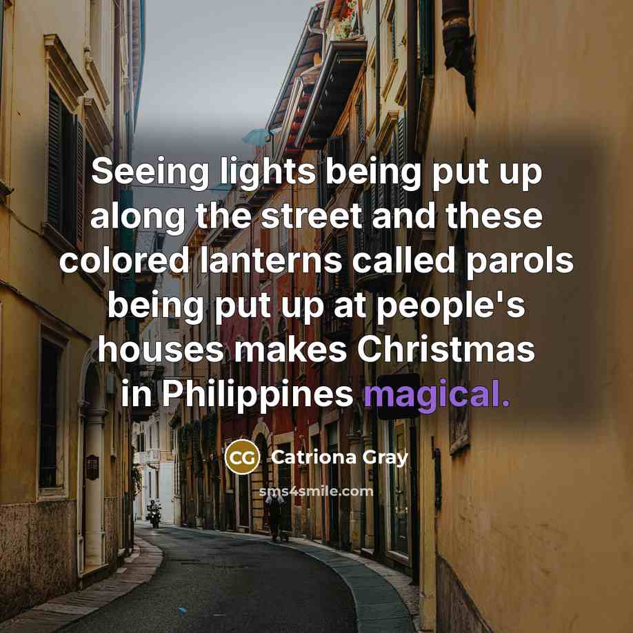 “Seeing lights being put up along the street and these…” quote by Catriona Gray