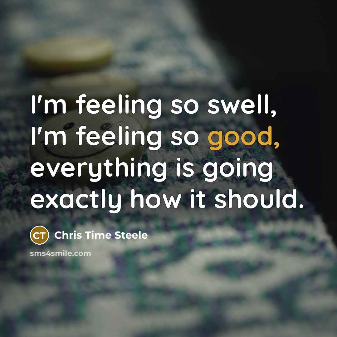 “I'm feeling so swell, I'm feeling so good, everything is…” quote by Chris Time Steele