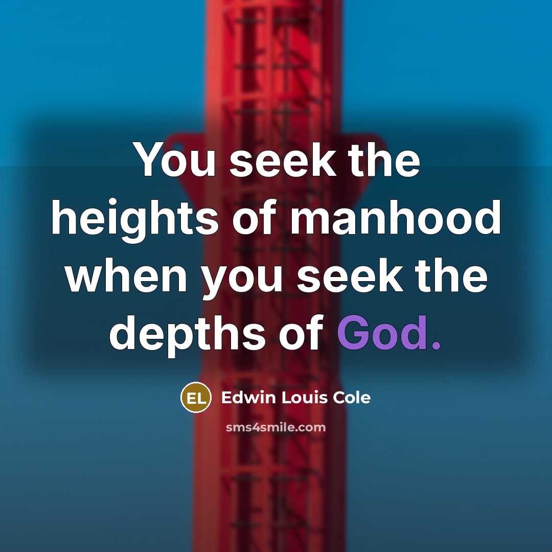 “You seek the heights of manhood when you seek the…” quote by Edwin Louis Cole