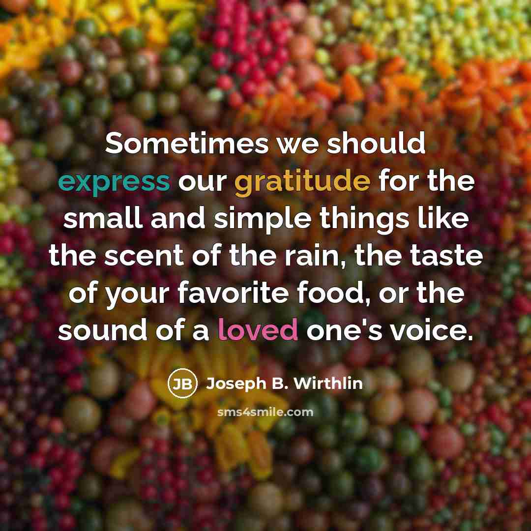 “Sometimes we should express our gratitude for the small and…” quote by Joseph B. Wirthlin