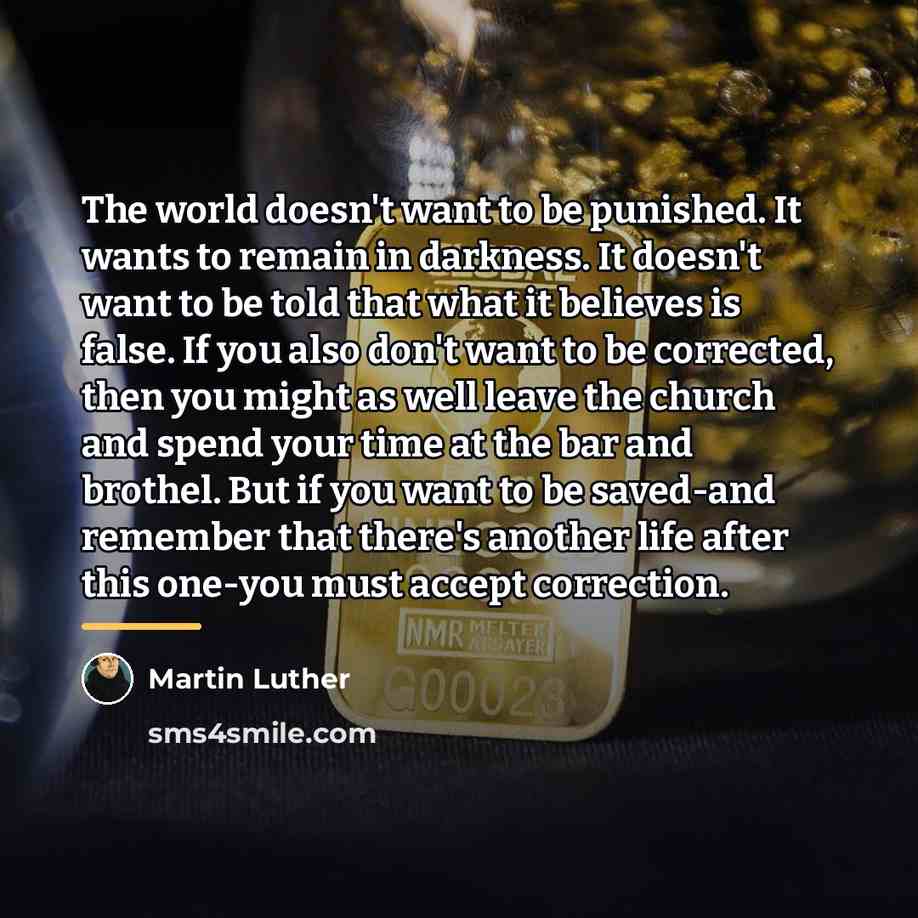 “The world doesn't want to be punished. It wants to…” quote by Martin Luther