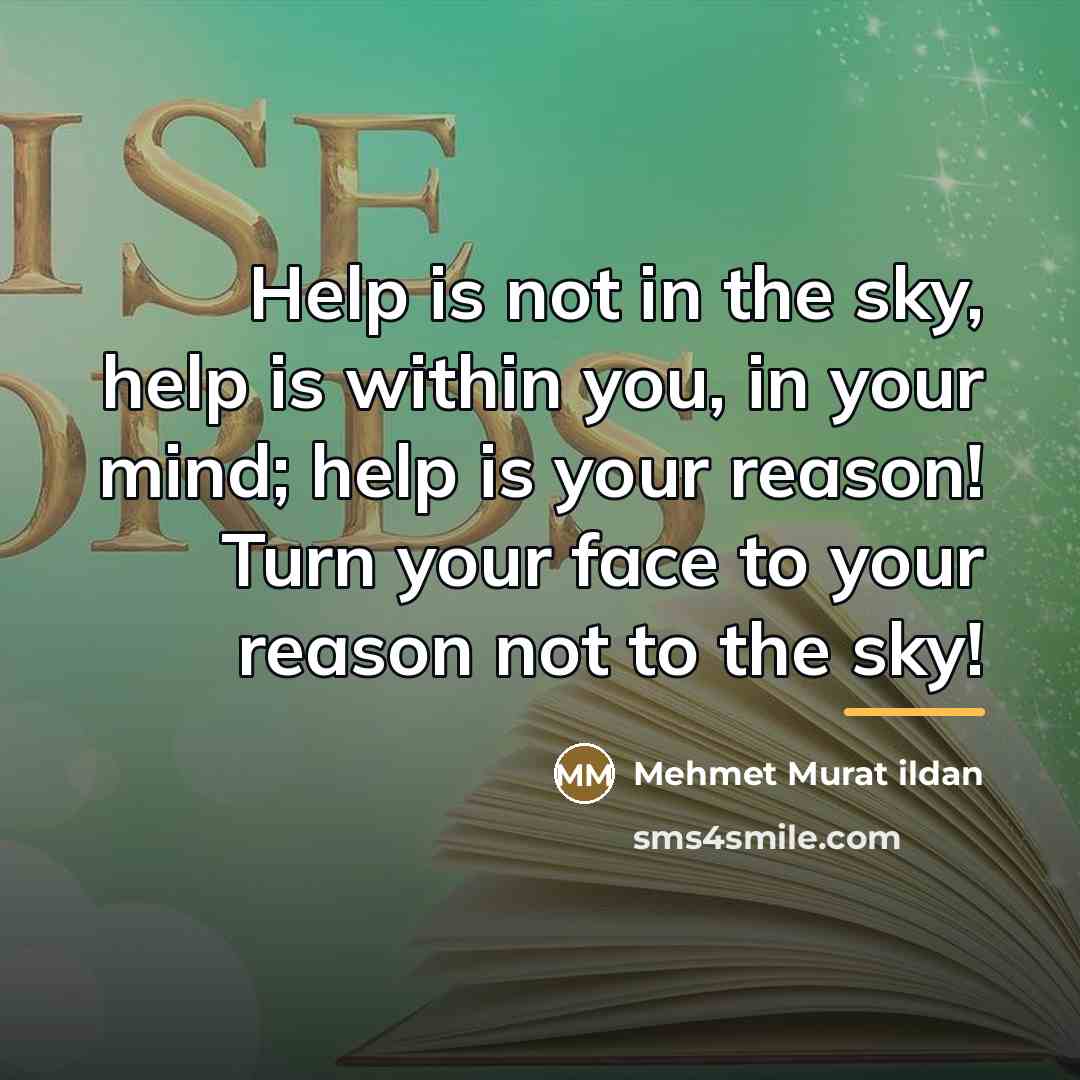 “Help is not in the sky, help is within you,…” quote by Mehmet Murat Ildan