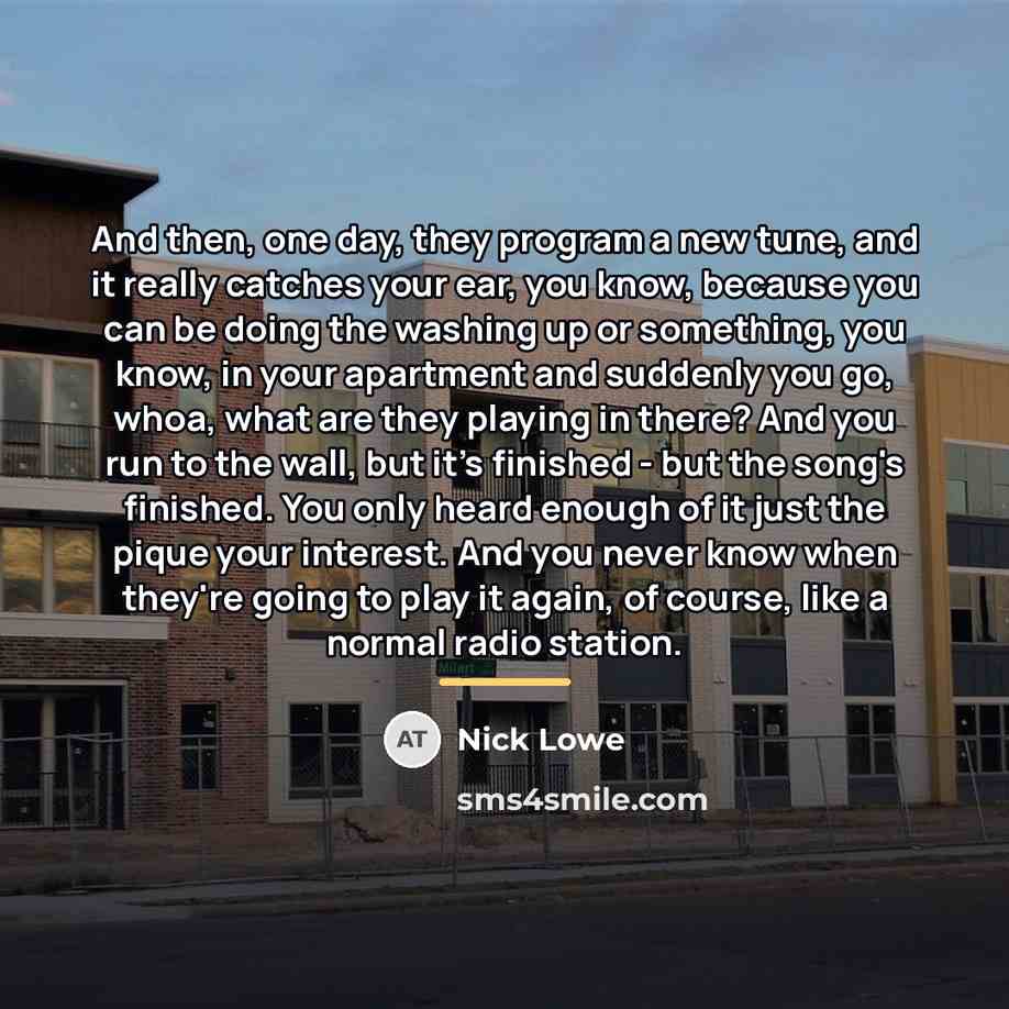 “And then, one day, they program a new tune, and…” quote by Nick Lowe