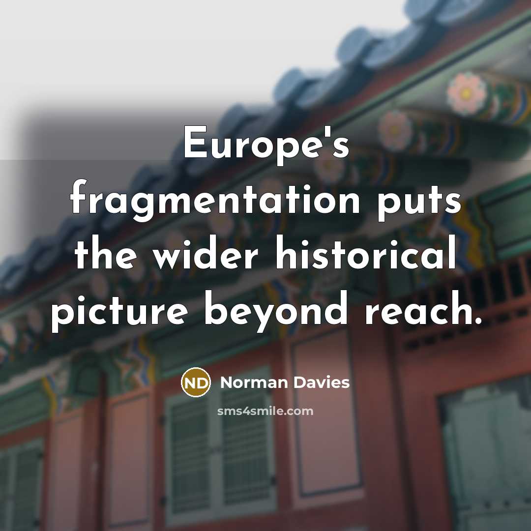 “Europe's fragmentation puts the wider historical picture beyond reach.…” quote by Norman Davies