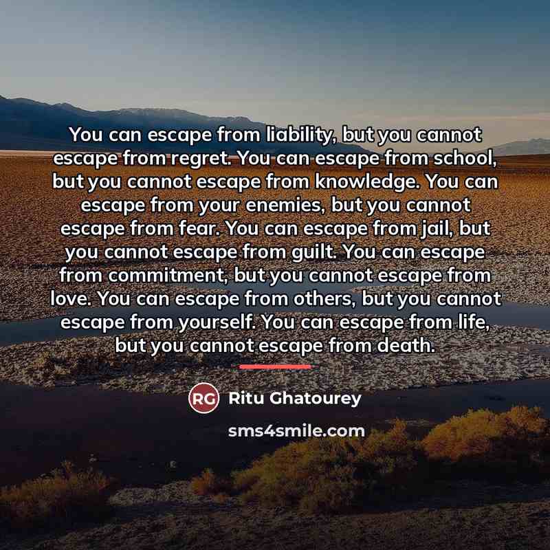 “You can escape from liability, but you cannot escape from…” quote by Ritu Ghatourey