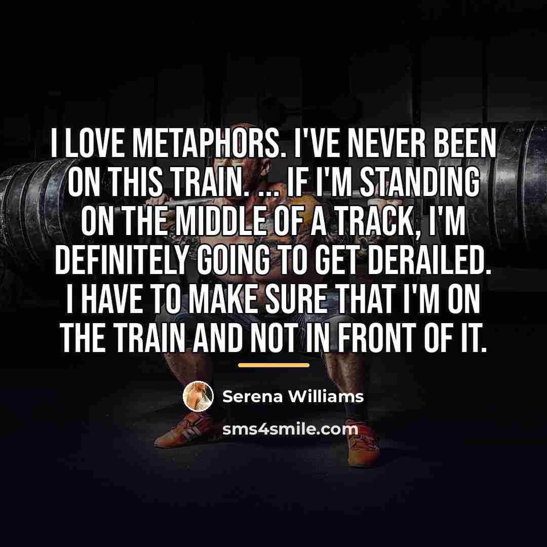 “I love metaphors. I've never been on this train. ...…” quote by Serena Williams