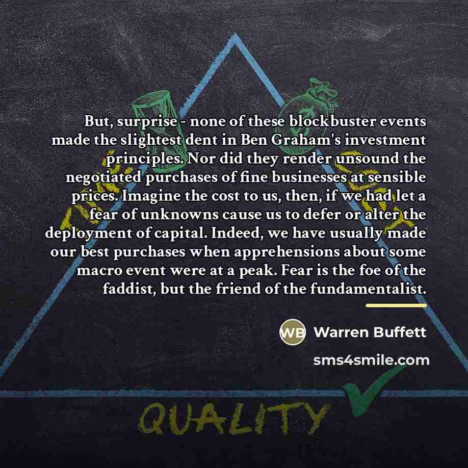 “But, surprise - none of these blockbuster events made the…” quote by Warren Buffett