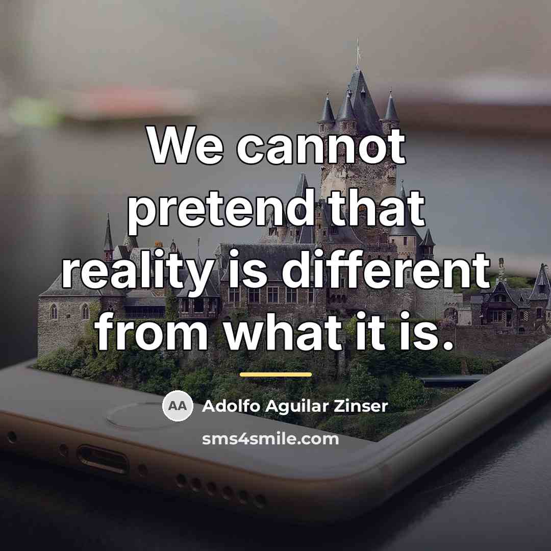 “We cannot pretend that reality is different from what it…” quote by Adolfo Aguilar Zinser