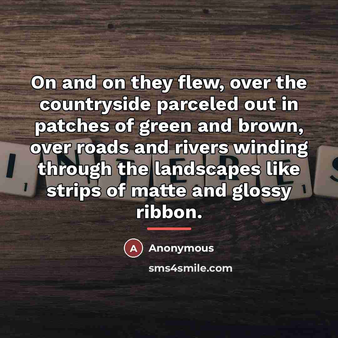 “On and on they flew, over the countryside parceled out…” quote by Anonymous