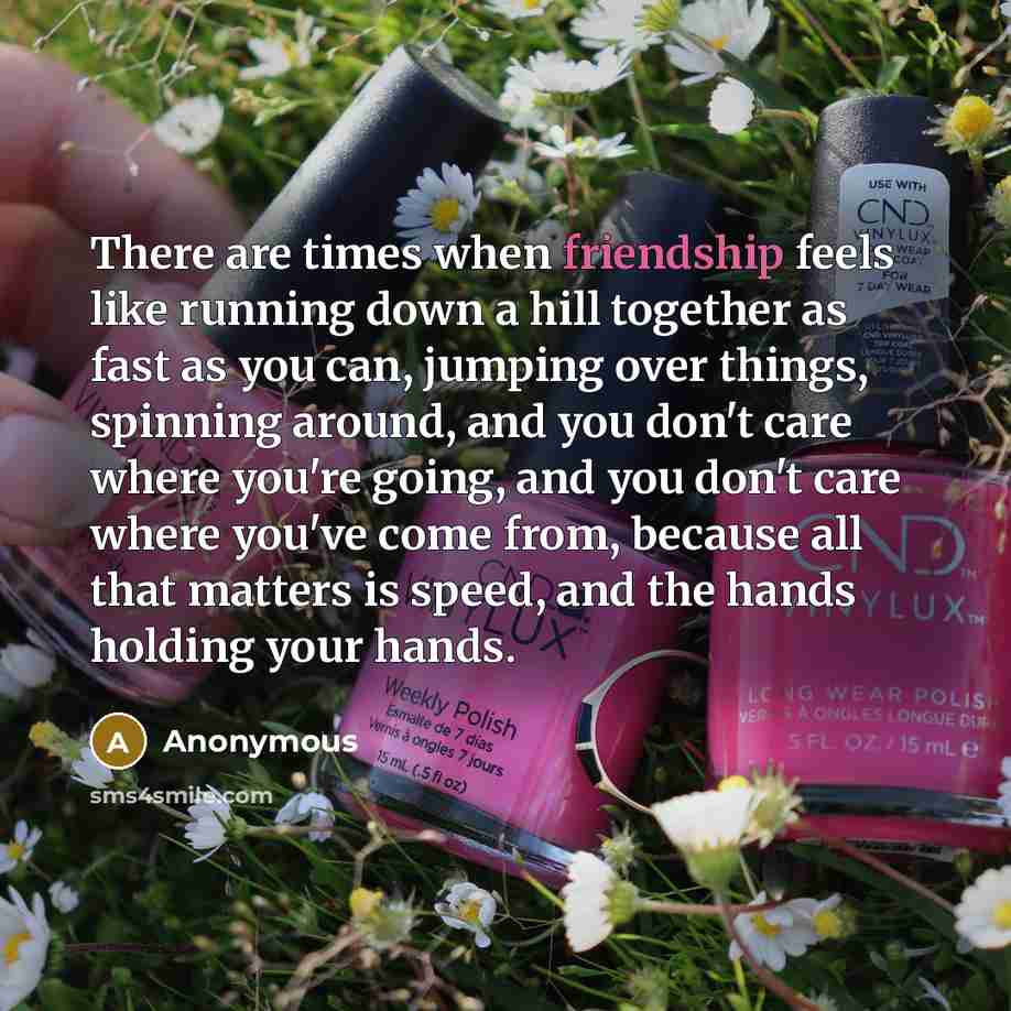 “There are times when friendship feels like running down a…” quote by Anonymous